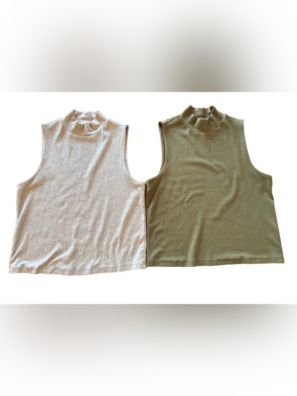 Gap Sleeveless Mock Neck Tank Bundle Gray & Olive Size L Minimalist Neutral